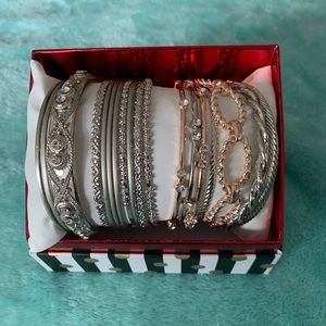 Silver and gold tone bracelets